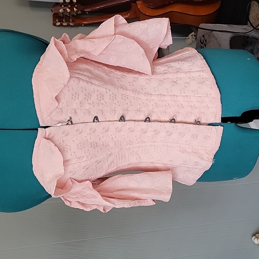 Pink cotton embroidery anglaise corset top